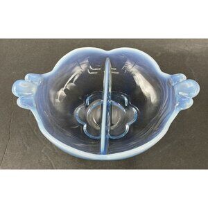 Duncan Miller Canterbury Blue Opalescent Divided Candy Nut Dish